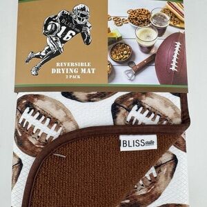 FOOTBALL ~ 2 Pack Reversible Drying Mat For Kitchen Counter ~ 16” x 19” ￼